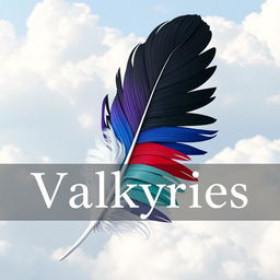 A captivating design featuring the title 'Valkyries' with a single, large feather in the foreground