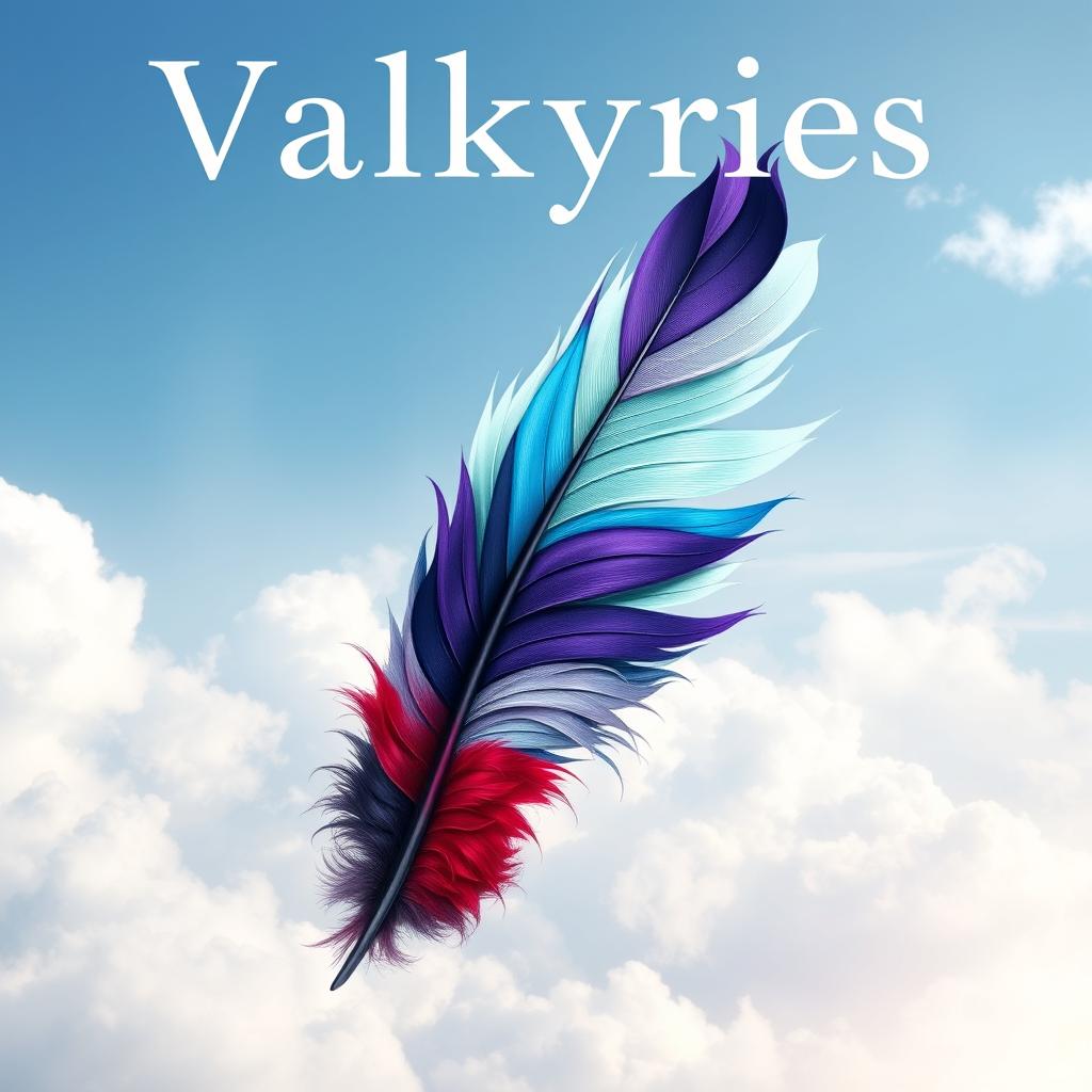 A captivating design featuring the title 'Valkyries' with a single, large feather in the foreground