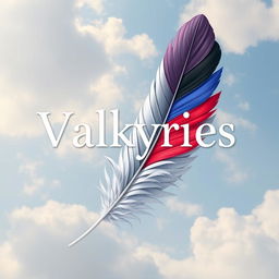A captivating design featuring the title 'Valkyries' with a single, large feather in the foreground