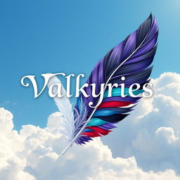 A stunning illustration featuring the title 'Valkyries' rendered in an elegant font against a backdrop of a bright sky filled with soft, fluffy clouds