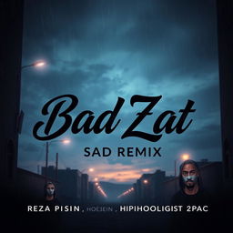 A poignant and atmospheric remix cover for a music track titled 'Bad Zat (Sad Remix)'