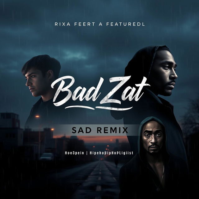 A poignant and atmospheric remix cover for a music track titled 'Bad Zat (Sad Remix)'