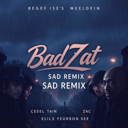 A poignant and atmospheric remix cover for a music track titled 'Bad Zat (Sad Remix)'
