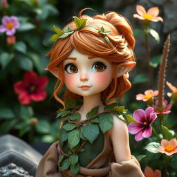 A female lightfoot halfling druid with auburn hair and light skin