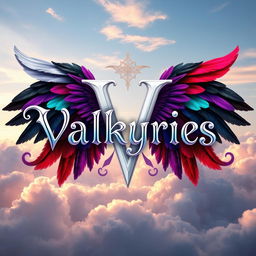 An enchanting digital artwork showcasing the title 'Valkyries' in an ornate, stylized font