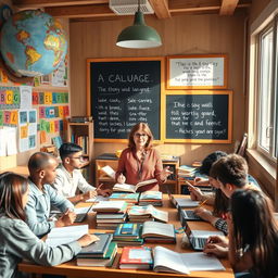 A high-quality image depicting the theme of education and language