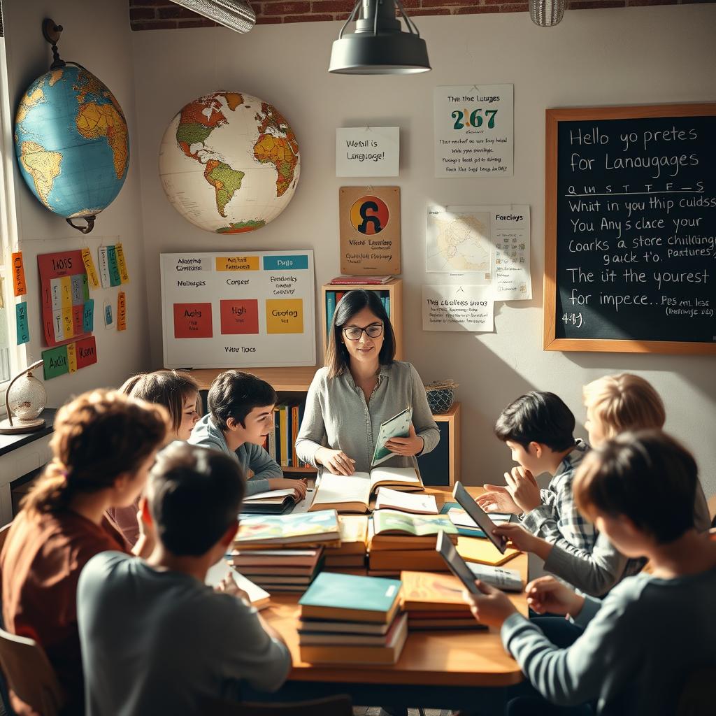 A high-quality image depicting the theme of education and language