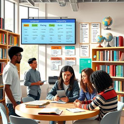 A high-quality image illustrating the concepts of education and language