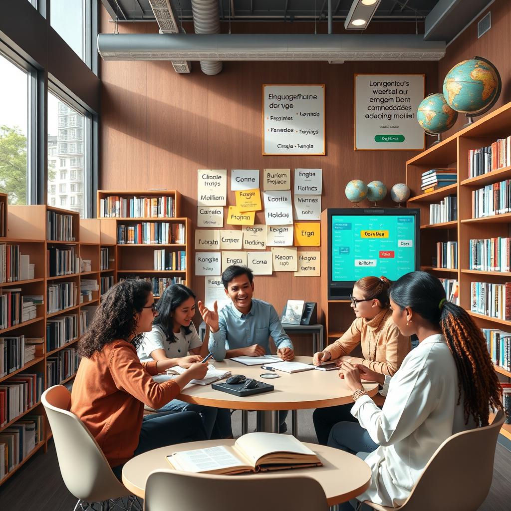 A high-quality image illustrating the concepts of education and language