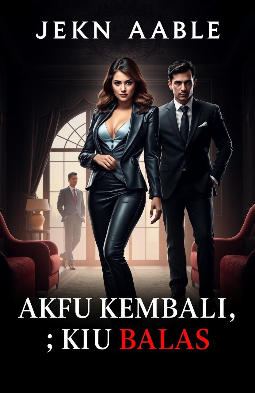 A captivating novel cover for a book titled 'Aku Kembali, Aku Balas'