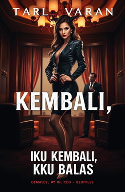 A captivating novel cover for a book titled 'Aku Kembali, Aku Balas'