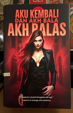 A captivating book cover for the novel titled 'AKU KEMBALI DAN AKH BALAS'