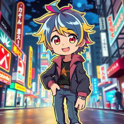 An anime-style character that resembles the user, with bright and colorful hair, expressive large eyes, and a friendly smile