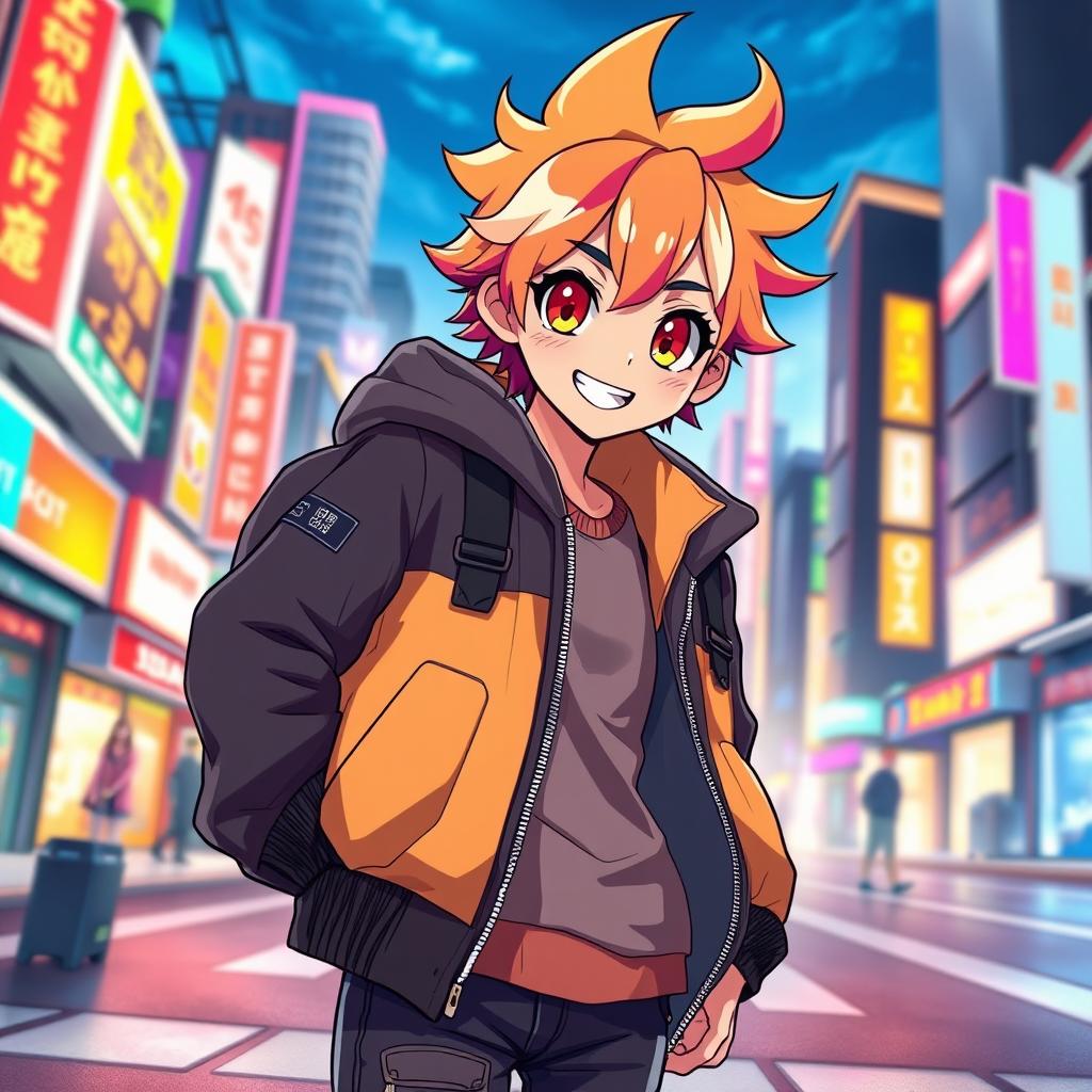 An anime-style character that resembles the user, with bright and colorful hair, expressive large eyes, and a friendly smile