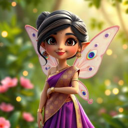 A 3D Pixar-style cartoon rendering of a fantasy fairy character resembling Priyanka Chopra