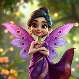 A 3D Pixar-style cartoon rendering of a fantasy fairy character resembling Priyanka Chopra