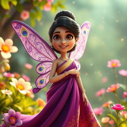 A 3D Pixar-style cartoon rendering of a fantasy fairy character resembling Deepika Padukone