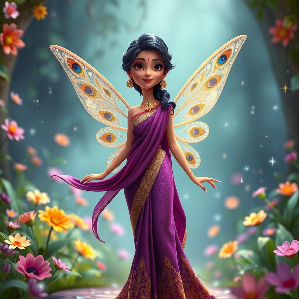 A 3D Pixar-style cartoon rendering of a fantasy fairy character resembling Deepika Padukone