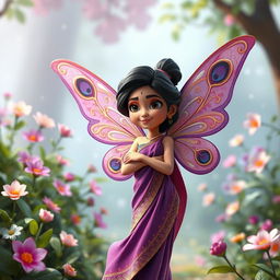 A 3D Pixar-style cartoon rendering of a fantasy fairy character resembling Deepika Padukone