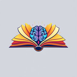 A creative logo design that incorporates an open book and a brain, symbolizing knowledge and intelligence
