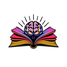 A creative logo design that incorporates an open book and a brain, symbolizing knowledge and intelligence