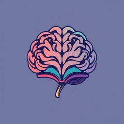 A logo design resembling a brain, intricately detailed, with the brain's convolutions and folds artistically stylized to form the shape of an open book