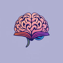 A logo design resembling a brain, intricately detailed, with the brain's convolutions and folds artistically stylized to form the shape of an open book