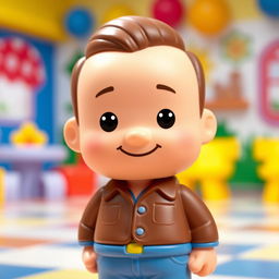 A Fisher-Price Little People-style figurine representing a cartoonish version of Bruce Willis