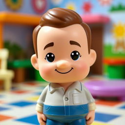 A Fisher-Price Little People-style figurine representing a cartoonish version of Bruce Willis