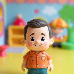 A Fisher-Price Little People-style figurine representing a cartoonish version of Bruce Willis