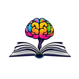 A book logo featuring an open book with a colorful brain illustration emerging from the pages