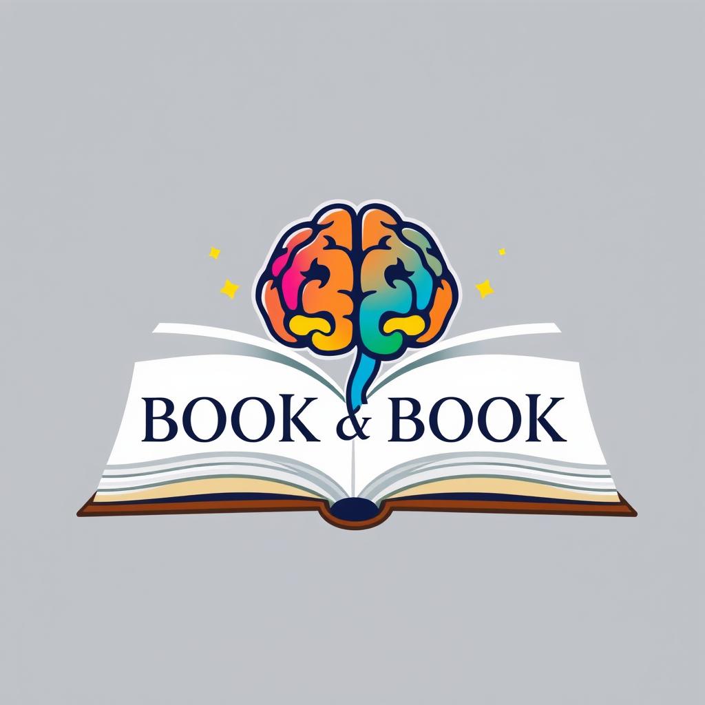 A book logo featuring an open book with a colorful brain illustration emerging from the pages
