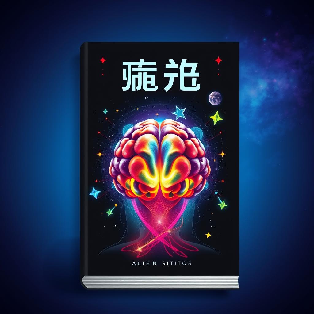 A book cover design that features a visually striking image of an alien brain, symbolizing the concept of an alien invasion