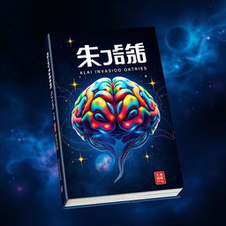 A book cover design that features a visually striking image of an alien brain, symbolizing the concept of an alien invasion