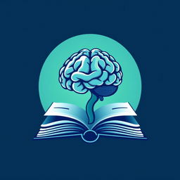 A creatively designed logo featuring a brain integrated into an open book