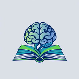 A creatively designed logo featuring a brain integrated into an open book