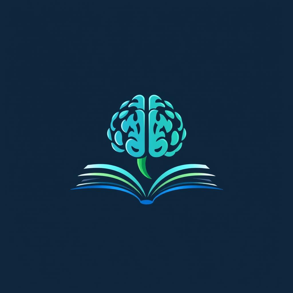 A creatively designed logo featuring a brain integrated into an open book