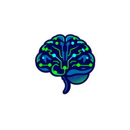 A logo design featuring a stylized brain, creatively incorporating elements that symbolize intelligence and knowledge