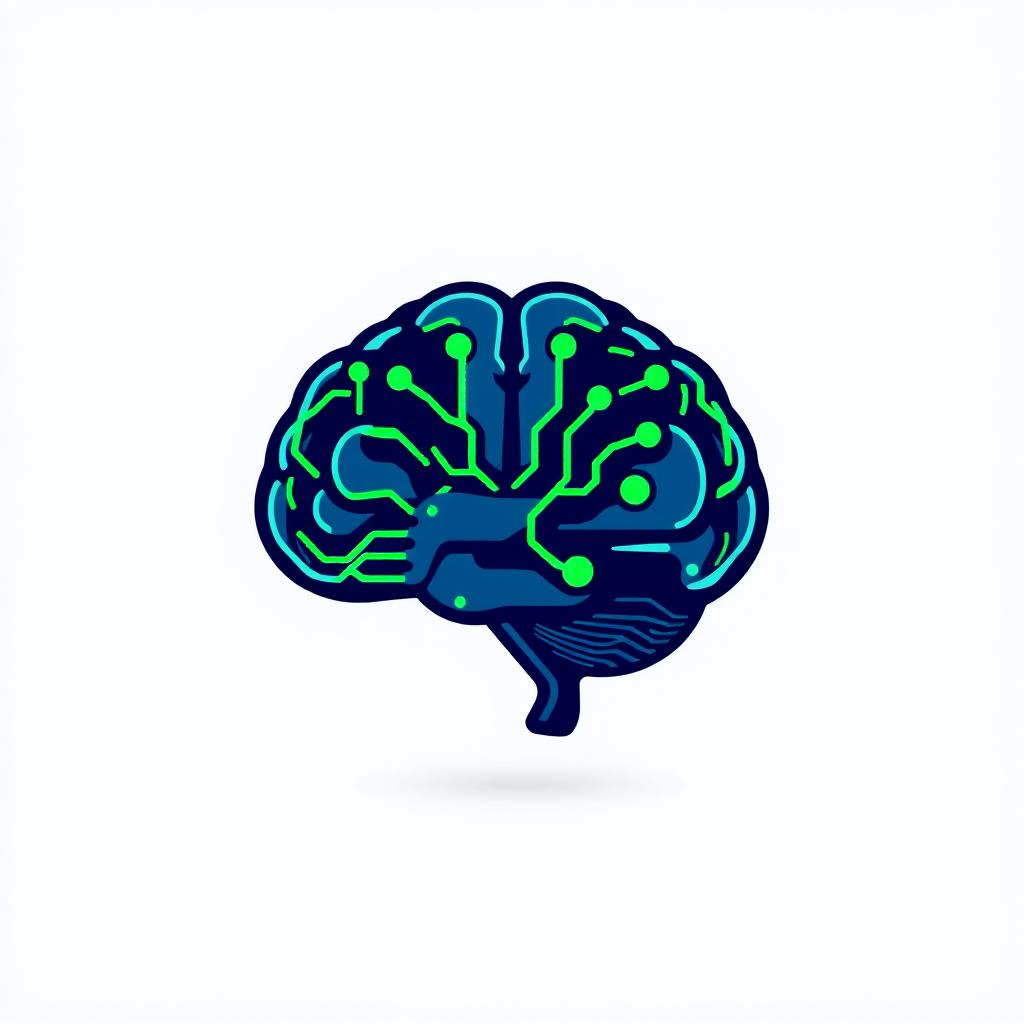 A logo design featuring a stylized brain, creatively incorporating elements that symbolize intelligence and knowledge