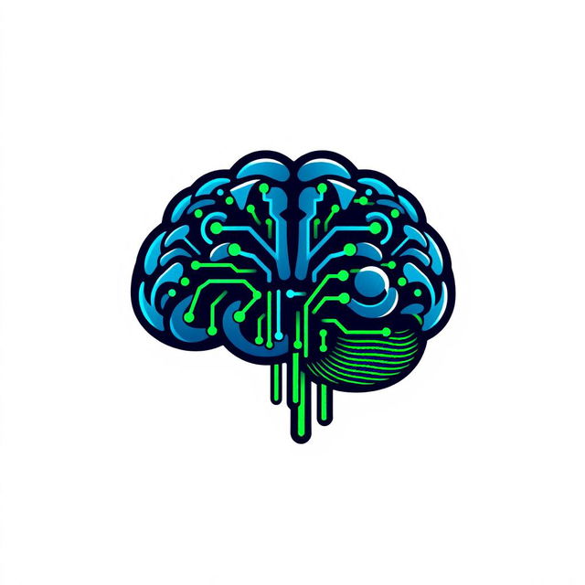 A logo design featuring a stylized brain, creatively incorporating elements that symbolize intelligence and knowledge