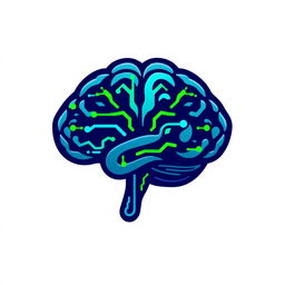A logo design featuring a stylized brain, creatively incorporating elements that symbolize intelligence and knowledge