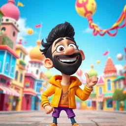 A 3D Pixar-style cartoon character resembling Ranveer Singh, featuring a charismatic and vibrant personality
