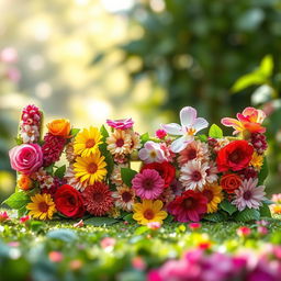 The word 'kataav' beautifully formed using a variety of colorful flowers, including roses, daisies, and orchids