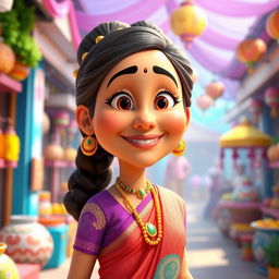 A vibrant 3D Pixar style cartoon character inspired by Indian actress Kirron Kher