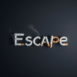 An artistic representation of the word 'Escape' crafted from cigarettes, skillfully arranged to form the letters