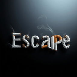 An artistic representation of the word 'Escape' crafted from cigarettes, skillfully arranged to form the letters