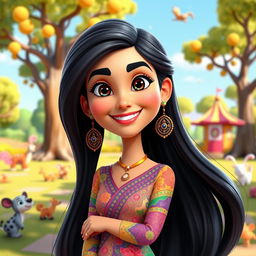 A vibrant 3D Pixar-style cartoon character inspired by the Bollywood actress Katrina Kaif