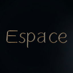 An artistic representation of the word 'Espace' crafted from guitar strings, elegantly arranged to form each letter