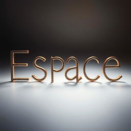 An artistic representation of the word 'Espace' crafted from guitar strings, elegantly arranged to form each letter