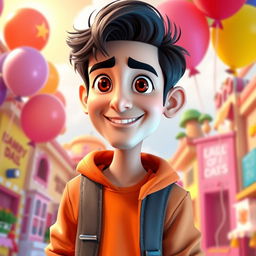 A vibrant 3D Pixar-style cartoon illustration of a young man resembling Sidharth Malhotra, showcasing his signature features such as dark hair and charming smile